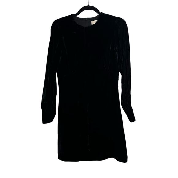 Reiss Bianca Black Velvet Long Sleeve Mini Dress - Picture 3 of 12